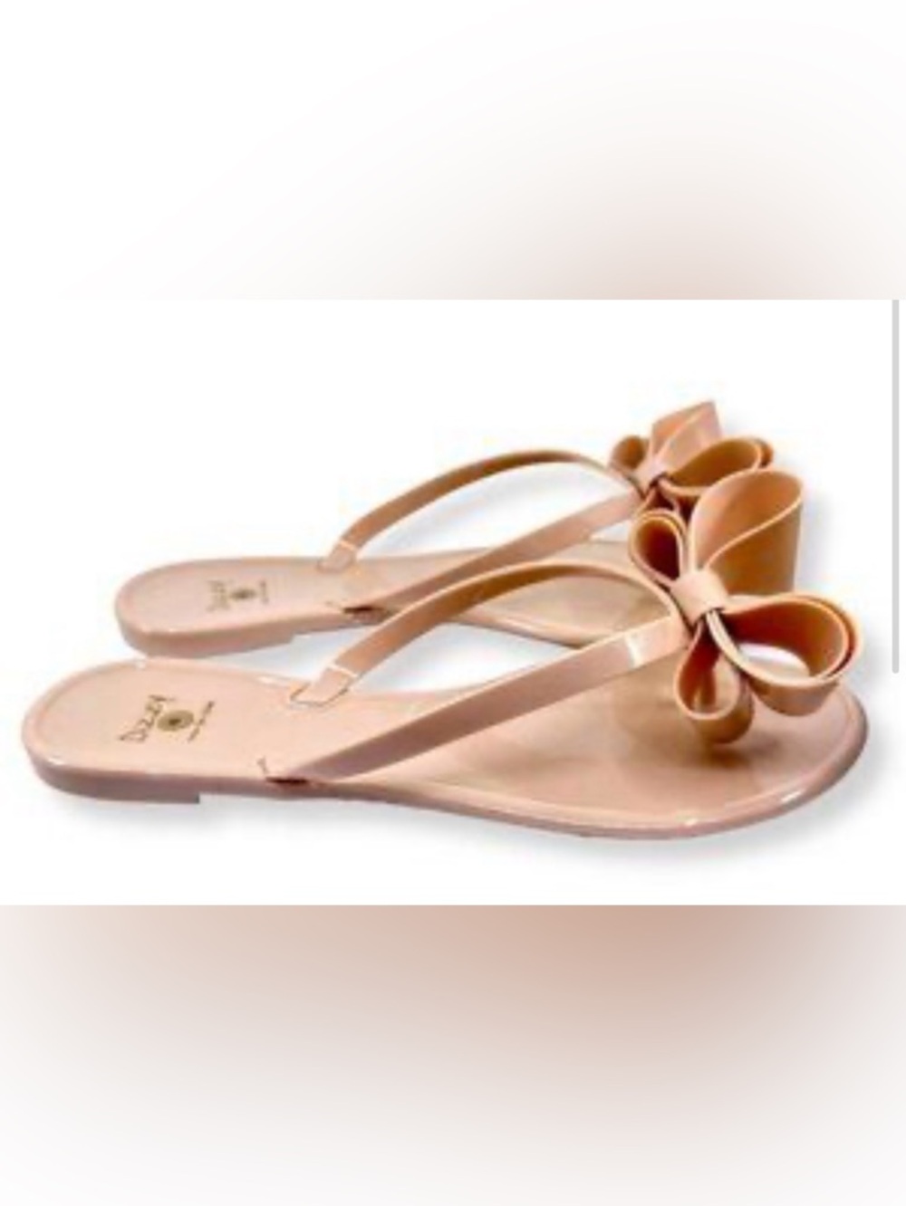 Dizzy Metallic Nude Bow Jelly Flip Flop Sandals